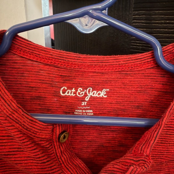 Cat & Jack Red Long Sleeve Henley Tee – 3T - Picture 2 of 3